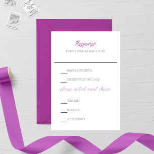 Lathyrus Purple Minimalist Wedding RSVP Card
