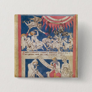 Latin 7253 15 675, f.4v: Job being tested by God 15 Cm Square Badge