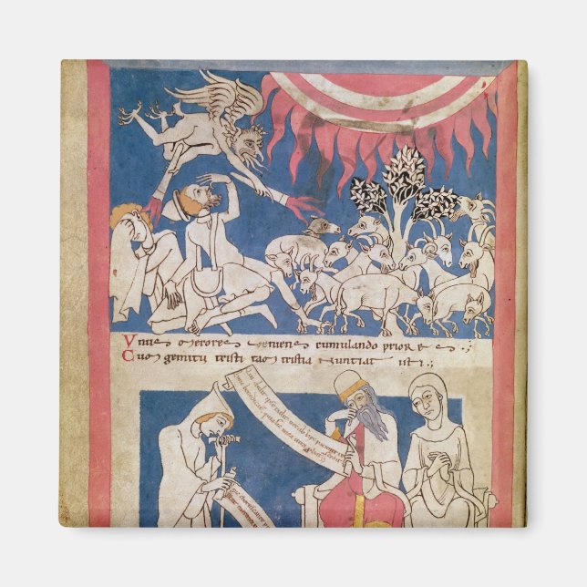 Latin 7253 15 675, f.4v: Job being tested by God Magnet (Front)