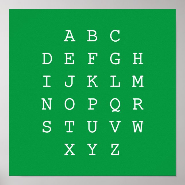 Latin alphabet, English ABC Poster (Front)