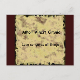 Latin Amor Vincit Omnia LOVE CONQUERS ALL THINGS Postcard