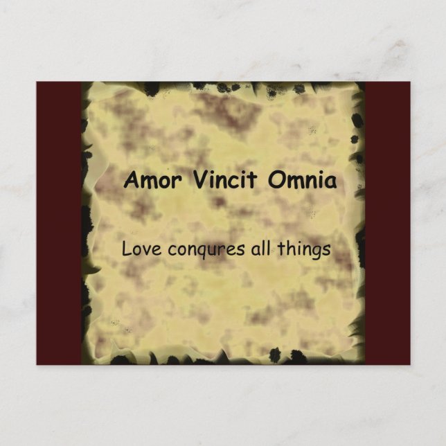 Latin Amor Vincit Omnia LOVE CONQUERS ALL THINGS Postcard (Front)