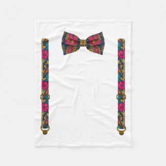 Latin Culture Tuxedo Bow Tie with Suspenders Party Fleece Blanket