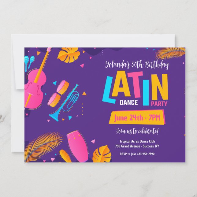 Latin Dance Party Invitation (Front)