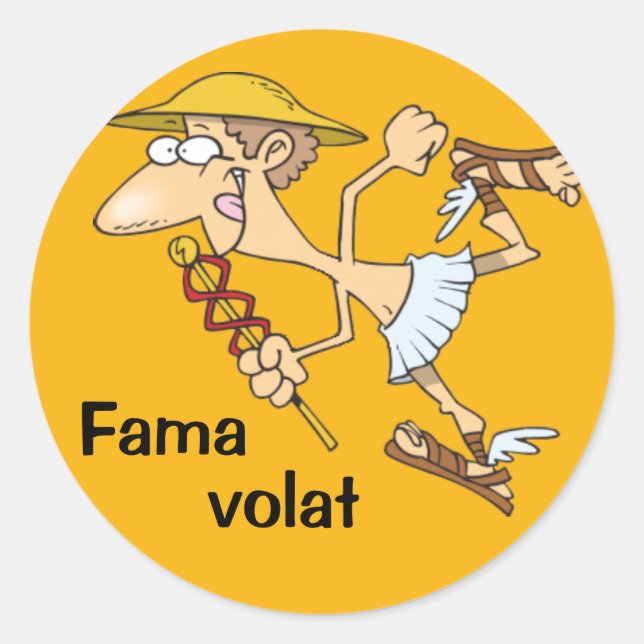 Latin: Fama volat Classic Round Sticker (Front)