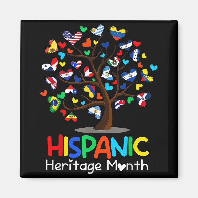 Latin Flags Tree Latina National Hispanic Heritage Magnet (Front)