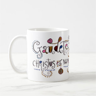Latin Gaudete Whimsical Hand-Lettered Christmas Coffee Mug