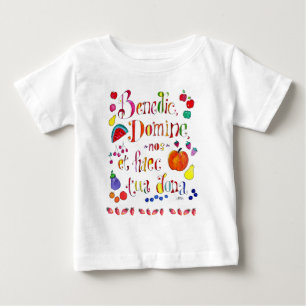 Latin Gratitude Grace Prayer - Bless Us O Lord Baby T-Shirt