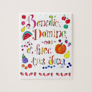 Latin Gratitude Grace Prayer - Bless Us O Lord Jigsaw Puzzle