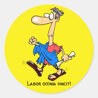 Latin: Labour omnia vincit! Classic Round Sticker