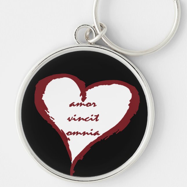 Latin Love Conquers All Heart Keychain (Front)