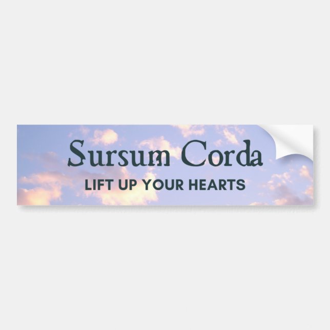 Latin Mass Sursum Corda Trad Catholic Sky Blue Bumper Sticker (Front)