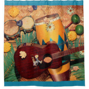 Latin music instruments print shower curtain