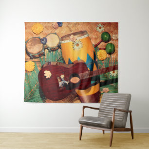 Latin music instruments tapestry