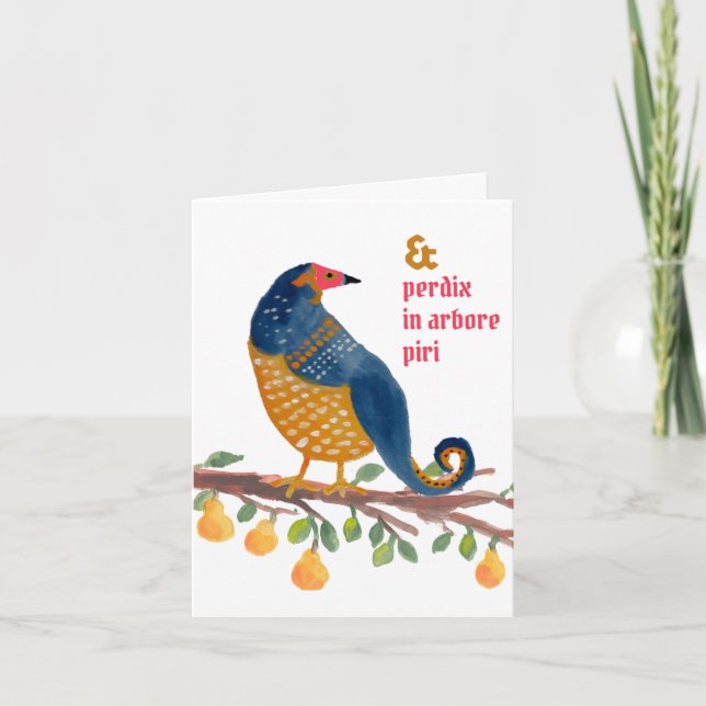 Latin Partridge in a Pear Tree Funny Hand-Drawn Holiday Card (Front)