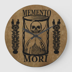 Latin Phrase - Seize the Day - Memento Mori Skull  Large Clock