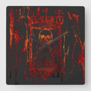 Latin Phrase - Seize the Day - Memento Mori Skull  Square Wall Clock