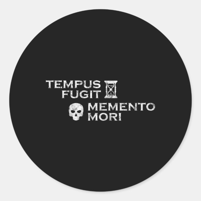 Latin Phrase Tempus Fugit Meto Mori Classic Round Sticker (Front)