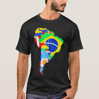 Latin South America Continent Map Flags T-Shirt