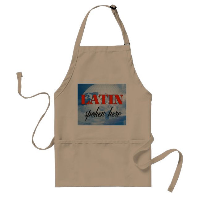 Latin spoken here cloudy earth standard apron (Front)