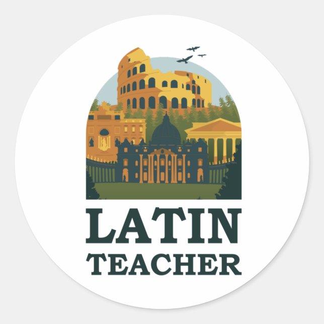 Latin Teacher Ancient Rome Classic Round Sticker (Front)