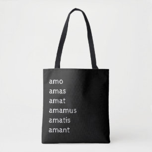Latin Tote Bag, Amo amas amat 