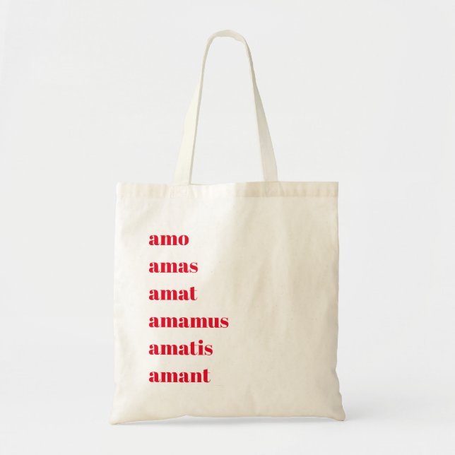 Latin Tote Bag, Amo Amas Amat, Schooldays Theme (Front)