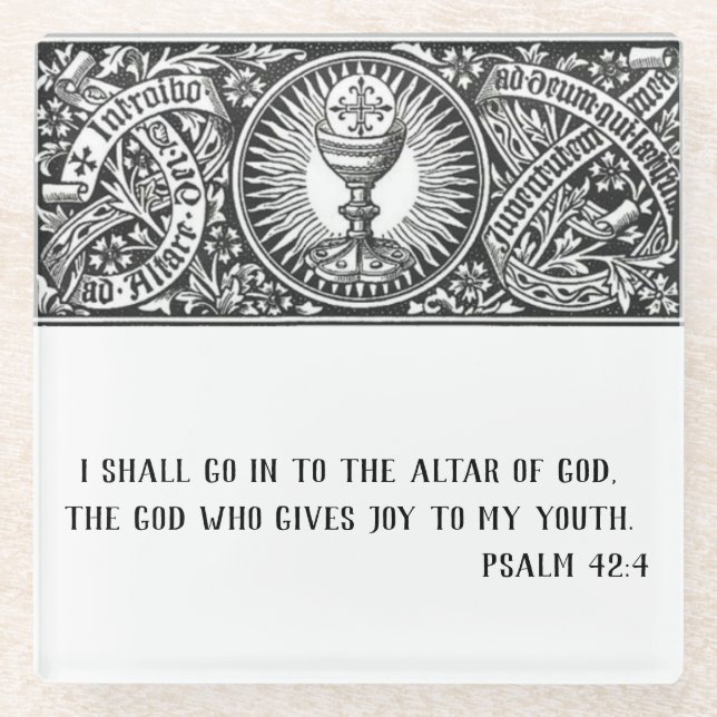 Latin Traditional Catholic Religious Prayer Priest Glass Coaster (Front)