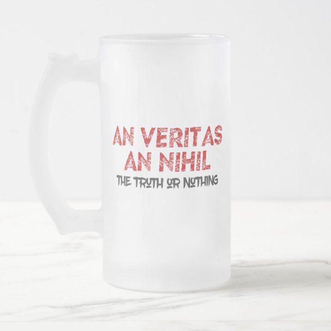 Latin Truth Quote Frosted Glass Beer Mug (Left)