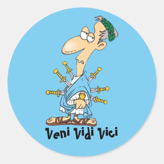 Latin: Veni vidi vici Classic Round Sticker (Front)