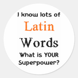 latin words classic round sticker