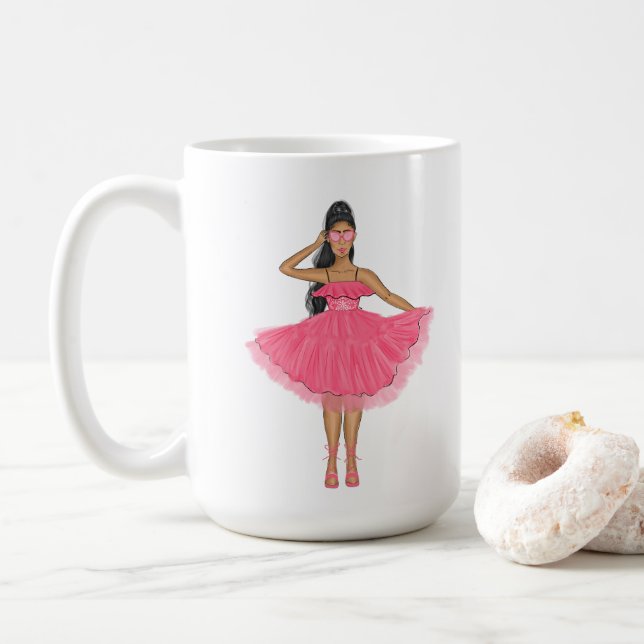 Latina Babe Pink Custom Name  Coffee Mug (With Donut)