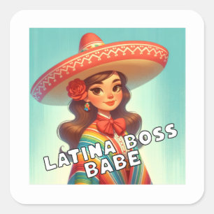 Latina Boss Babe Latinx Owned Small Business Square Sticker