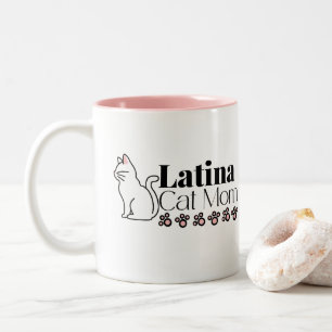 Latina Cat Mum with Kitty Paws Two-Tone Coffee Mug
