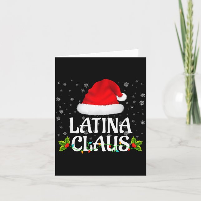 Latina Claus Christmas Lights Santa Pajama Family  Card (Front)