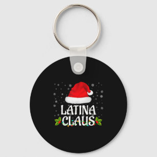 Latina Claus Christmas Lights Santa Pajama Family Key Ring