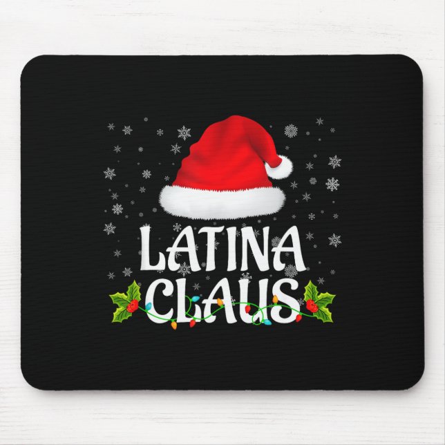 Latina Claus Christmas Lights Santa Pajama Family  Mouse Mat (Front)