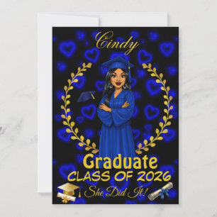 Latina Graduation Invite Class of Blue Gold Evite