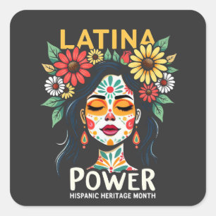 Latina Power Hispanic Heritage Month Square Sticker