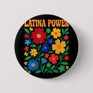 Latina power pumpkin floral boho teacher hispanic 6 cm round badge