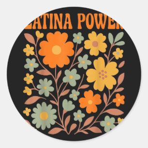 Latina power pumpkin floral boho teacher hispanic classic round sticker