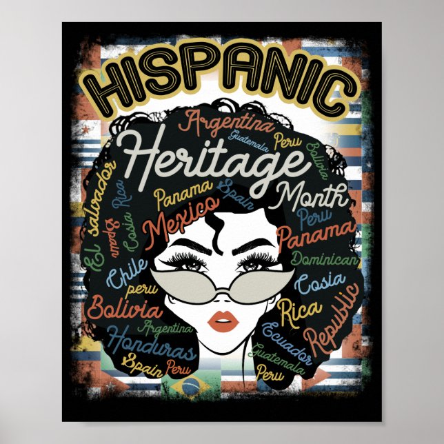 Latina Woman Art Hispanic Heritage Month Latin Poster (Front)