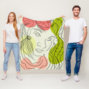 Latina Woman Art Shapes Floral Fleece Blanket