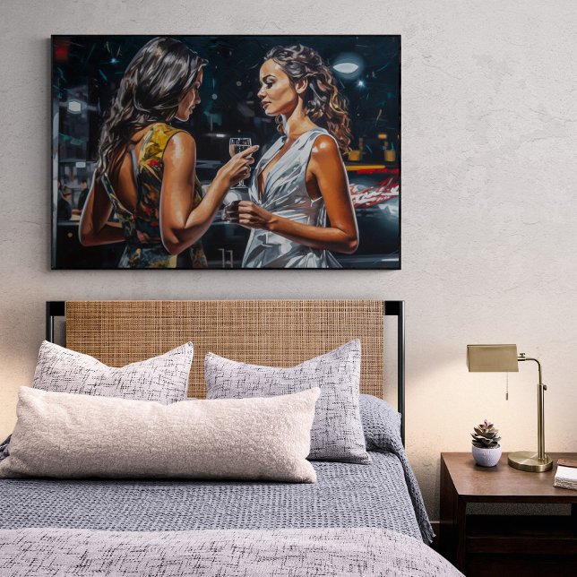 Latinas Talking at a Miami Nightclub Painting Poster (Creator Uploaded)