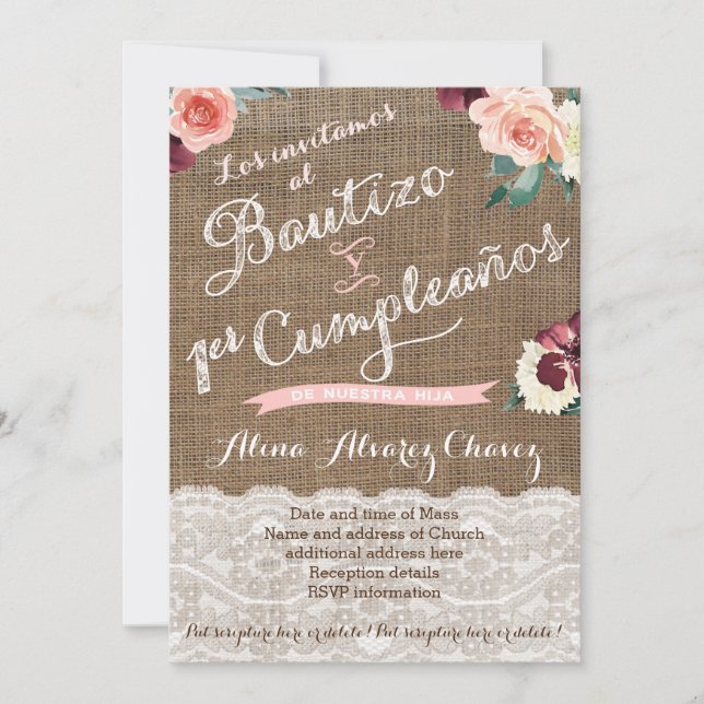 Latino Baptism & First Birthday Cards in Spanish (Front)