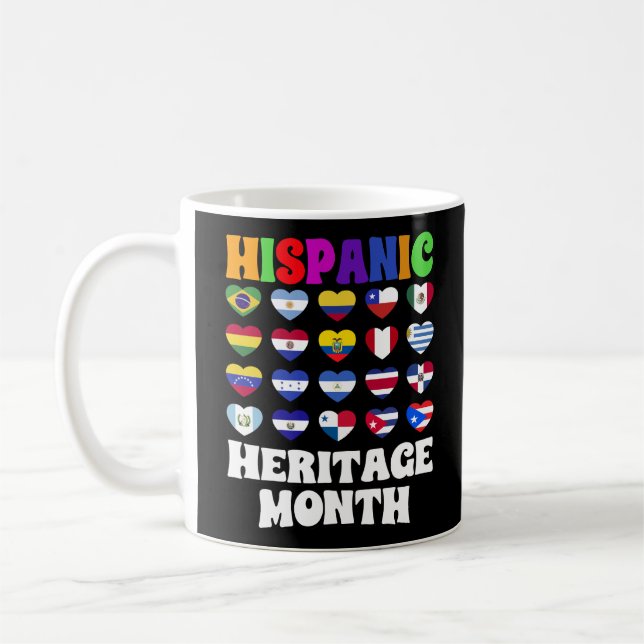 Latino Countries Flags Heart, Happy Celebration  Coffee Mug (Left)