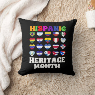 Latino Countries Flags Heart, Happy Celebration Cushion