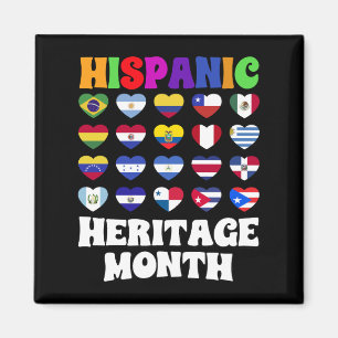 Latino Countries Flags Heart, Happy Celebration Magnet