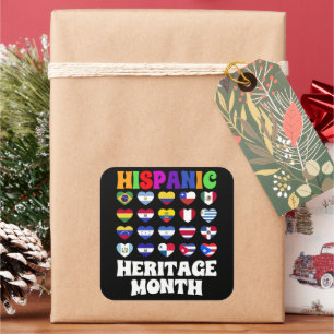 Latino Countries Flags Heart, Happy Celebration  Square Sticker
