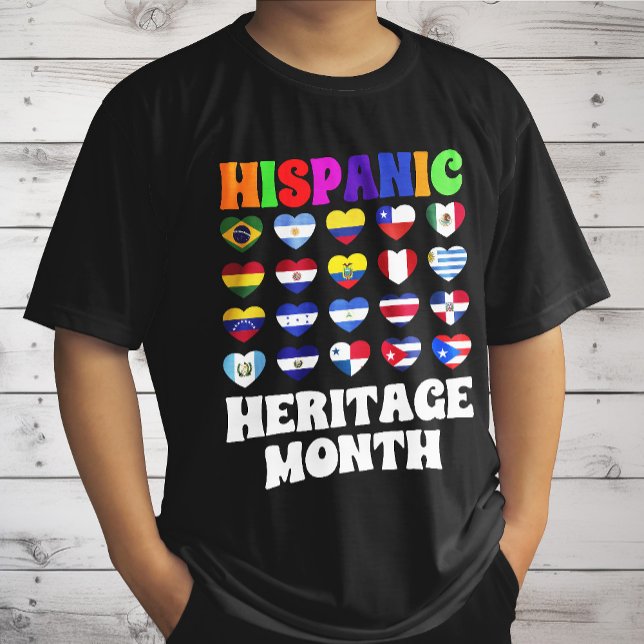 Latino Countries Flags Heart, Happy Celebration  T-Shirt (Creator Uploaded)